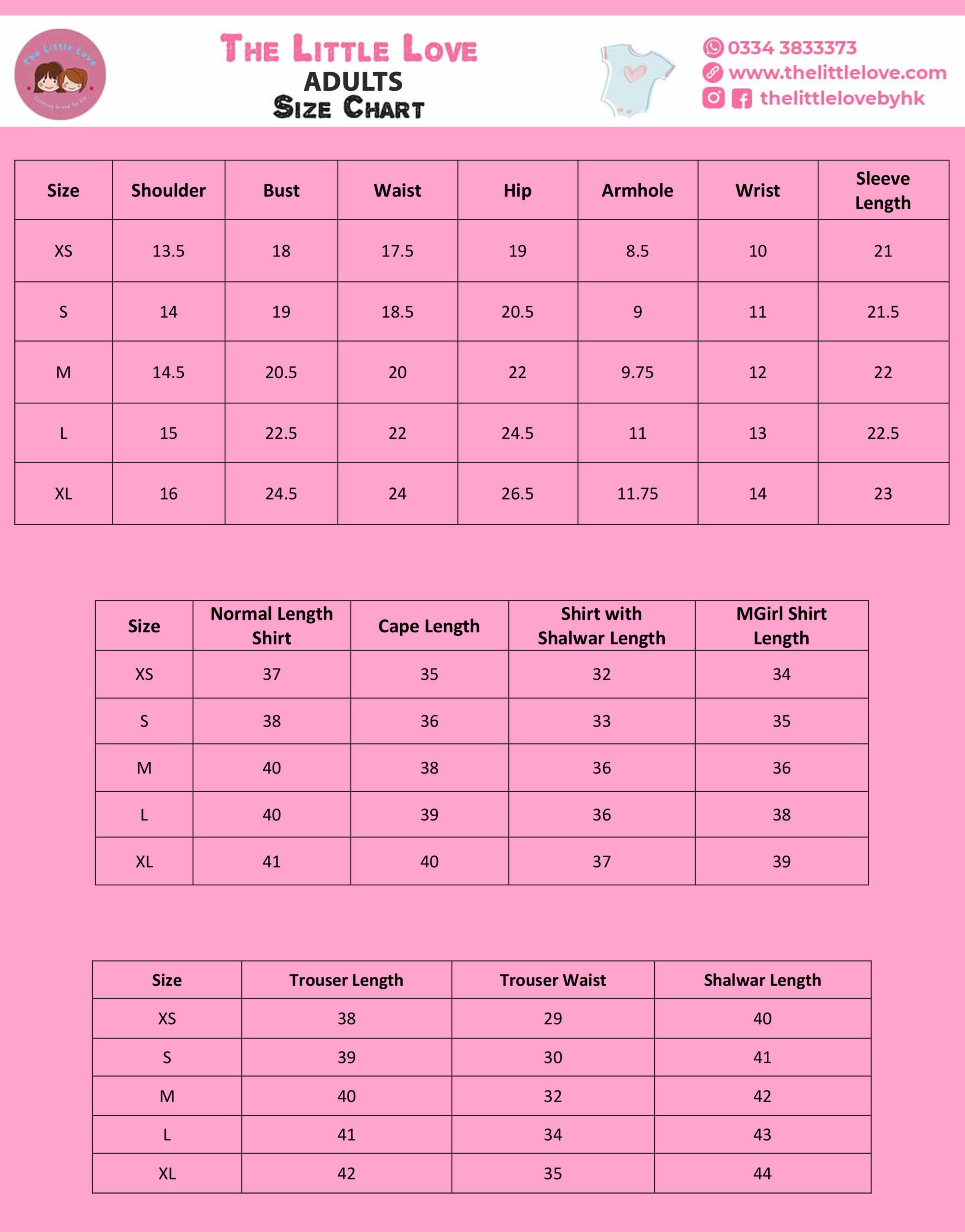 Size Chart – The Little Love