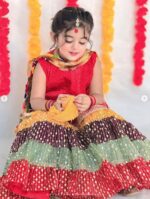 Premium Chiffon Shirt with Silver Nug Work (Red with multi)