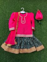 Raw silk shirt with lace, sequins gharara & dreamy crushed dupatta.