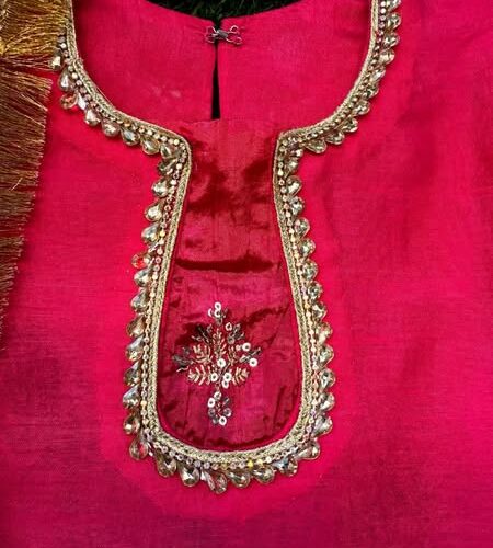Raw silk shirt with lace, sequins gharara & dreamy crushed dupatta.
