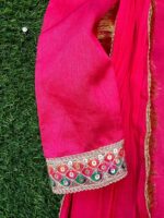 Raw silk shirt with lace, sequins gharara & dreamy crushed dupatta.